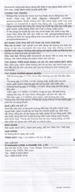 Viên nén Nicomen 5mg Standard Chem And Pharm điều trị đau thắt ngực (10 vỉ x 10 viên)