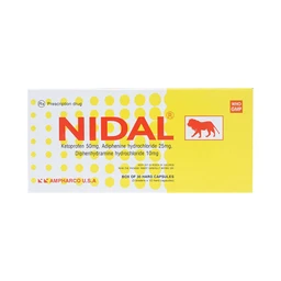 Viên nang cứng Nidal Ampharco giảm đau do co thắt cơ trơn, bàng quang (3 vỉ x 10 viên)