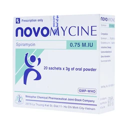 Thuốc cốm Novomycine 0,75 M.IU Mekophar điều trị nhiễm khuẩn đường hô hấp, da và sinh dục (20 gói x 3g)
