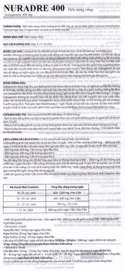 Viên nang cứng Nuradre 400 BV Pharma điều trị động kinh cục bộ (5 vỉ x 10 viên)