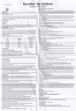 Hỗn dịch uống Nurofen for children hạ sốt, giảm đau răng, đau tai, đau họng (60ml)