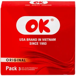 Bao cao su OK Original không mùi, kích thước phù hợp giúp phòng tránh thai (3 cái)