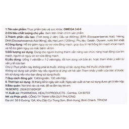 Viên uống hỗ trợ tim mạch, giảm nguy cơ xơ vữa động mạch Omega 3-6-9 Pharmekal (100 viên)