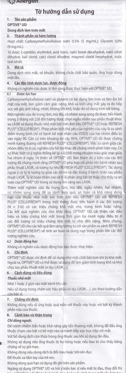 Thuốc nhỏ mắt Optive UD Allergan làm trơn mắt, giảm triệu chứng khô mắt (30 ống x 0.4ml)