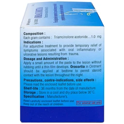 Thuốc mỡ Oracortia 0.1% Thai Nakorn Patana hỗ trợ điều trị viêm nhiễm khoang miệng (50 gói x 1g)