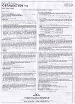Thuốc Ospamox 500mg Imexpharm điều trị nhiễm trùng đường hô hấp, viêm phế quản (100 vỉ x 10 viên) 