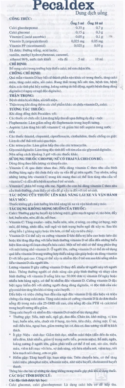 Dung dịch uống Pecaldex Nadyphar bổ sung canxi cho trẻ em chậm lớn (18 ống)