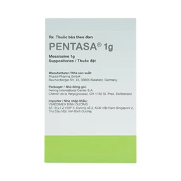 Viên đặt trực tràng Pentasa 1g Ferring điều trị viêm loét dạ dày, trực tràng (4 vỉ x 7 viên)