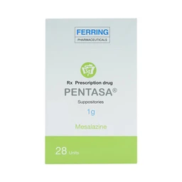 Viên đặt trực tràng Pentasa 1g Ferring điều trị viêm loét dạ dày, trực tràng (4 vỉ x 7 viên)
