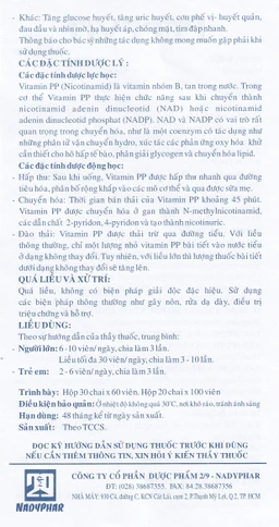Viên nén Pepevit 50mg Nadyphar điều trị bệnh Pellagra (100 viên)