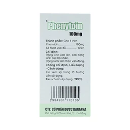 Viên nén Phenytoin 100mg Danapha điều trị động kinh cơn lớn, động kinh cục bộ (100 viên)