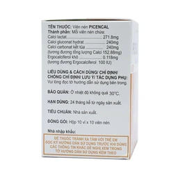 Thuốc Picencal Korea Prime phòng và điều trị bệnh loãng xương (10 vỉ x 10 viên)