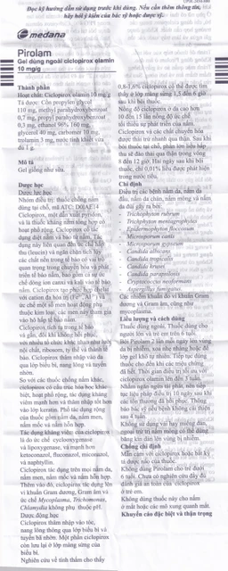 Gel bôi da Pirolam Medana điều trị các bệnh nấm da, nấm da đầu, nấm da chân (20g)