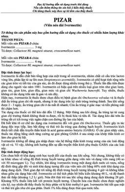 Viên nén Pizar-3 DaViPharm điều trị các bệnh nhiễm trùng do ký sinh trùng, giun chỉ (1 vỉ x 4 viên)	