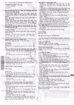 Thuốc Primperan 10mg Sanofi điều trị triệu chứng nôn và buồn nôn (2 vỉ x 20 viên) 