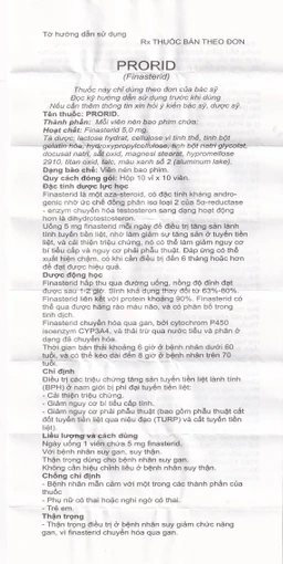 Thuốc Prorid 5mg Yoo Young điều trị tăng sản tuyến tiền liệt lành tính (10 vỉ x 10 viên)