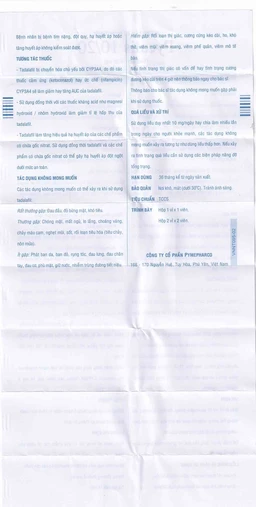 Thuốc Pycalis 10 Pymepharco điều trị rối loạn cương dương (1 vỉ x 1 viên)