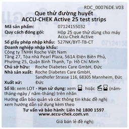 Que thử đường huyết Accu Chek Active (25 que)