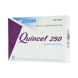 Thuốc Quincef 250 Mekophar điều trị viêm tai giữa, viêm xoang (2 vỉ x 5 viên)