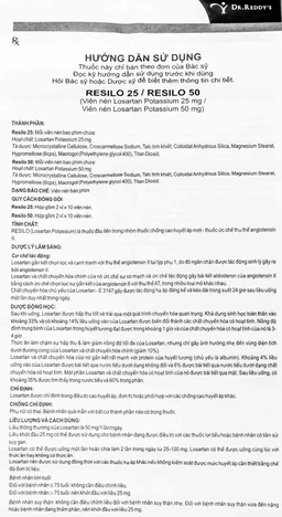 Thuốc Resilo 25 Dr.Reddy's điều trị cao huyết áp (2 vỉ x 10 viên)