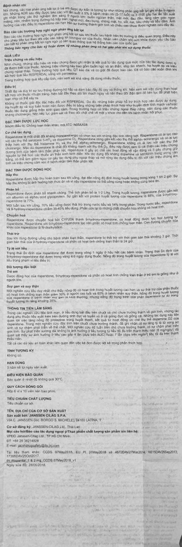 Thuốc Risperdal 2mg Janssen điều trị bệnh tâm thần phân liệt (6 vỉ x 10 viên)