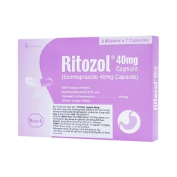 Thuốc Ritozol 40mg Bosch điều trị trào ngược dạ dày thực quản (2 vỉ x 7 viên)