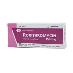 Thuốc Roxithromycin 150mg Imexpharm điều trị các loại nhiễm khuẩn, bệnh bạch hầu, ho gà (2 vỉ x 10 viên)