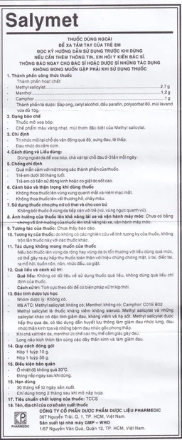 Thuốc mỡ xoa bóp Salymet hỗ trợ điều trị nhức mỏi do vận động, sưng đau, tê thấp (10g)