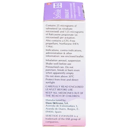 Khí dung Seretide Evohaler DC 25/125 Gsk điều trị hen phế quản, tắc nghẽn phổi mạn tính (120 liều)