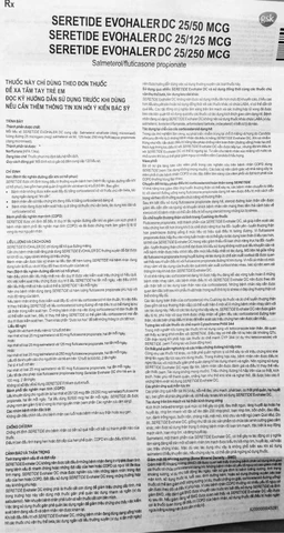 Khí dung Seretide Evohaler DC 25/50 Gsk  điều trị hen phế quản, tắc nghẽn phổi mạn tính (120 liều)