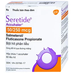 Bột hít phân liều Seretide Evohaler DC 50/250 Gsk điều trị hen phế quản, tắc nghẽn phổi mạn tính (60 liều)