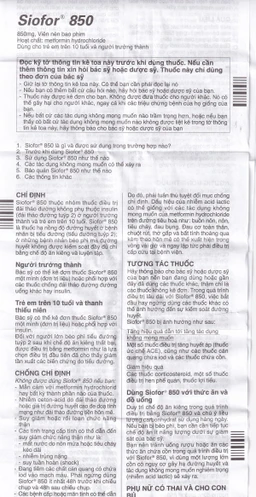 Thuốc Siofor 850 Berlin điều trị đái tháo đường típ 2 (4 vỉ x 15 viên)