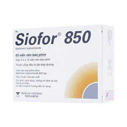 Thuốc Siofor 850 Berlin điều trị đái tháo đường típ 2 (4 vỉ x 15 viên)