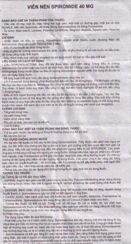 Thuốc Spiromide 40 Searle chẩn đoán và điều trị cường Aldosterone nguyên phát (3 vỉ x 10 viên) 