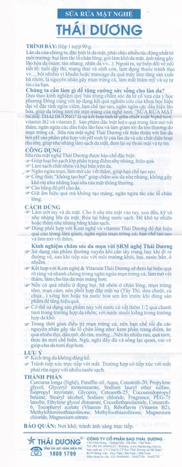 Sữa rửa mặt nghệ Thái Dương loại bỏ lớp trang điểm, chất nhờn, bụi bẩn trên da (90g)