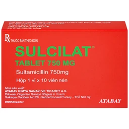 Thuốc Sulcilat 750mg Atabay điều trị các bệnh nhiễm khuẩn (1 vỉ x 10 viên)