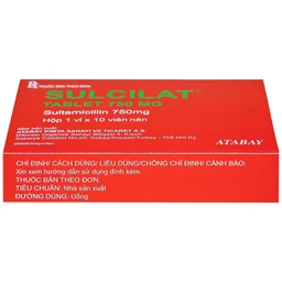 Thuốc Sulcilat 750mg Atabay điều trị các bệnh nhiễm khuẩn (1 vỉ x 10 viên)