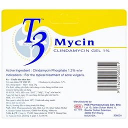 Gel bôi T3 Mycin HOE điều trị mụn trứng cá có mủ hoặc hoặc kèm viêm (25g)
