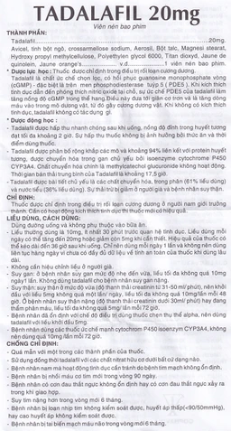 Thuốc Tadalafil 20mg Cophavina điều trị rối loạn cương dương (1 vỉ x 4 viên)