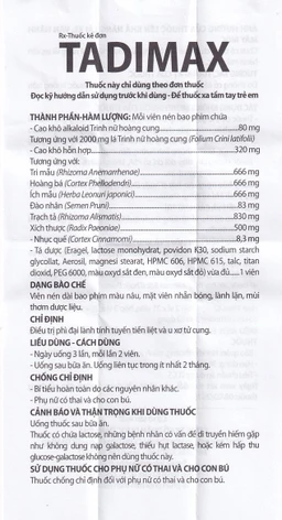 Thuốc Tadimax Danapha điều trị phì đại lành tính tuyến tiền liệt và u xơ tử cung (42 viên)