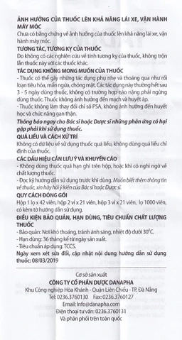 Thuốc Tadimax Danapha điều trị phì đại lành tính tuyến tiền liệt và u xơ tử cung (42 viên)