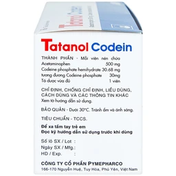 Thuốc Tatanol Codein hỗ trợ điều trị các cơn đau vừa và nặng (20 vỉ x 4 viên)