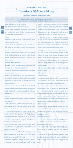 Thuốc Tenofovir STADA 300mg điều trị nhiễm HIV-1, viêm gan B (3 vỉ x 10 viên) 