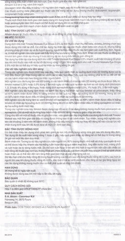 Dung dịch nhỏ mắt Timolol Maleate Eye Drops 0.5% Alcon điều trị tăng nhãn áp (5ml)