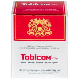 Thuốc Tobicom ICA hỗ trợ điều trị mỏi mắt, đau nhức mắt (3 gói x 6 vỉ x 10 viên)