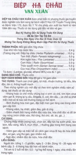 Thuốc cốm Diệp Hạ Châu Vạn Xuân mát gan, giải rượu, trừ mụn độc (20 gói)