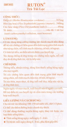 Trà túi lọc Ruton OPC thông tiểu, nhuận tràng, điều trị giãn tĩnh mạch (24 túi x 1,5g)