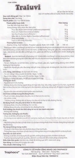 Cao Lỏng Traluvi Traphaco điều trị biếng ăn, ra mồ hôi trộm (100ml)