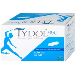 Thuốc Tydol 650 OPV giảm đau và hạ sốt từ nhẹ đến trung bình (10 vỉ x 10 viên)