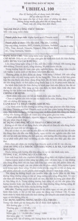 Thuốc Ubiheal 100 Nam Hà điều trị các rối loạn cảm giác do bệnh thần kinh đái tháo đường (5 vỉ x 6 viên)